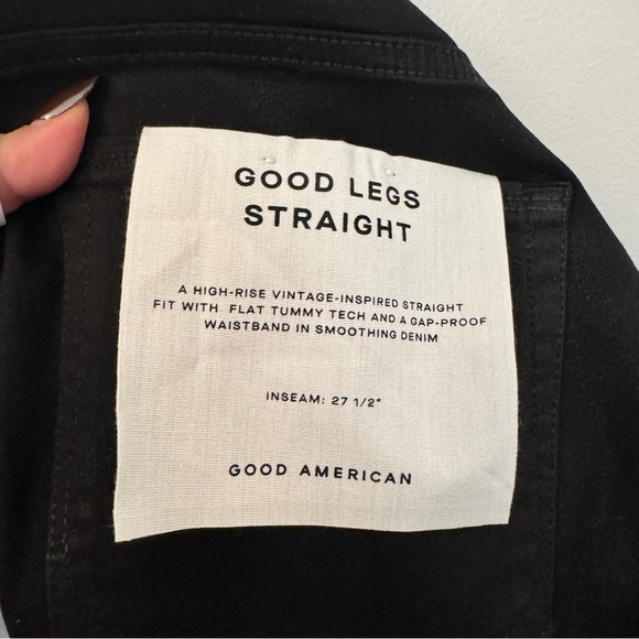 Good American Good Legs Straight Jeans Black - Picture 7 of 8